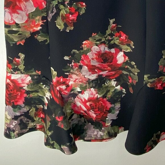 Phase Eight - Black with floral accents, cap sleeve, round neck, midi length - Picture 2 of 6